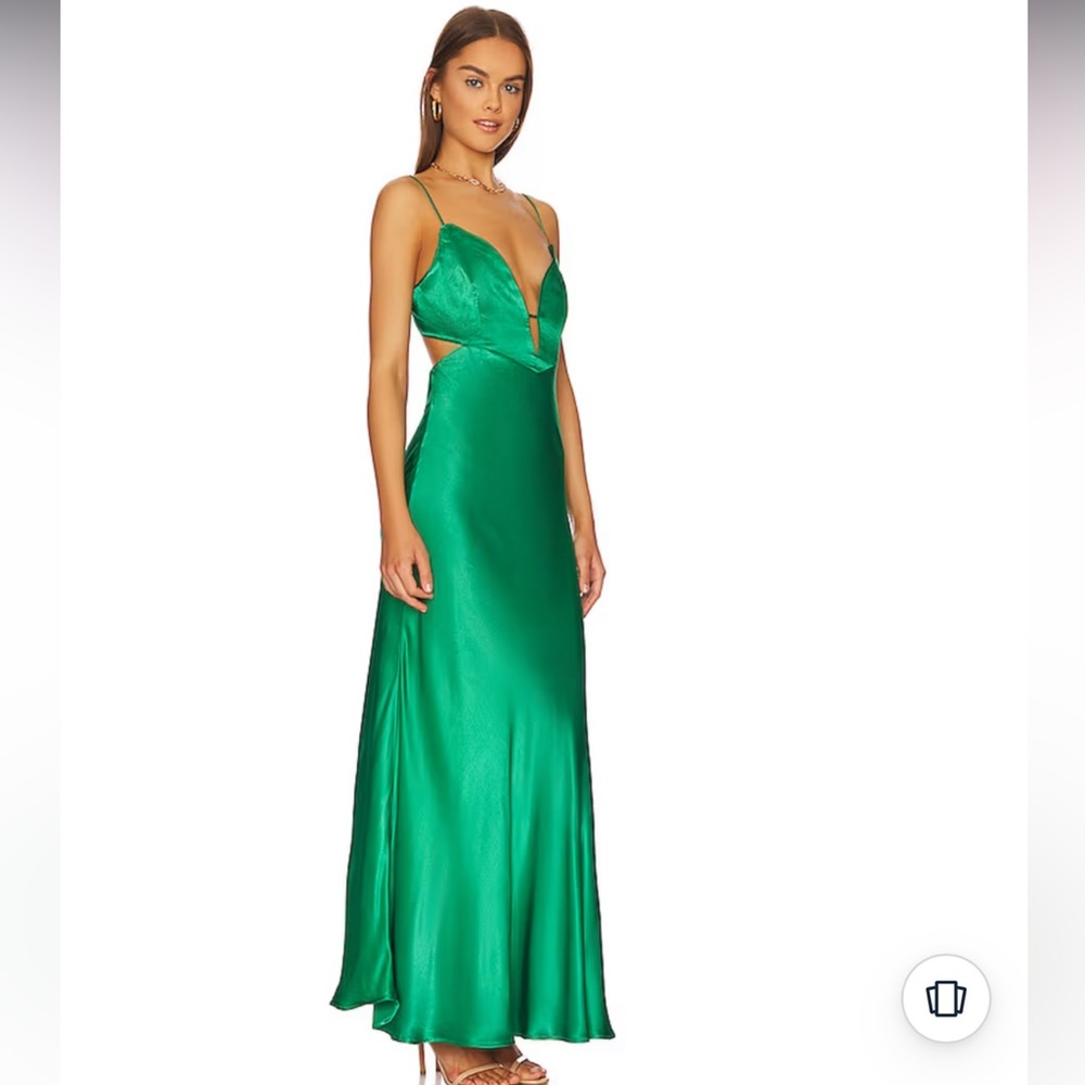 COPY - Bardot satin emerald green karlotta maxi dress, US size 4, like new